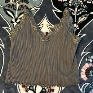 Grey lace crop tank top